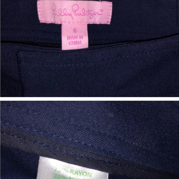 Lilly Pulitzer knit pants navy size 6 rayon nylon - Picture 4 of 5